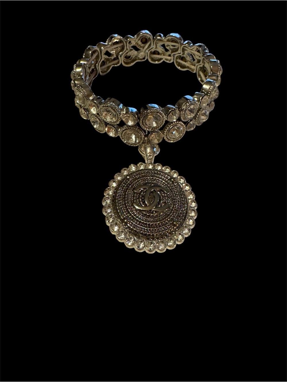 Upcycled Silver Crystal Pendant Bracelet
